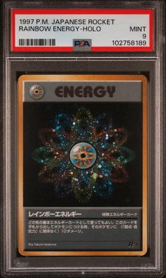 1997 Pokemon P.M. Japanese Rocket RAINBOW ENERGY Holo  PSA 9 Mint w/ Swirl Rare! - Image 1 of 2