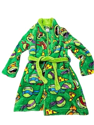 Boys Nickelodeon Teenage Mutant Ninja Turtles Fleece Bathrobe Size 6 Green TMNT - Image 1 of 4