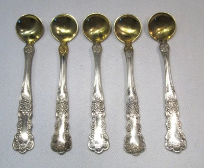 Cucharas de sal antiguas Gorham de plata esterlina patrón Buttercup lavado en oro ETC11043 Foto 1 de 4
