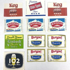 Old Tyme 102 Burgie Einbock Keg Bavarian Vtg 12 Beer Label Lot 1960s - Picture 1 of 5