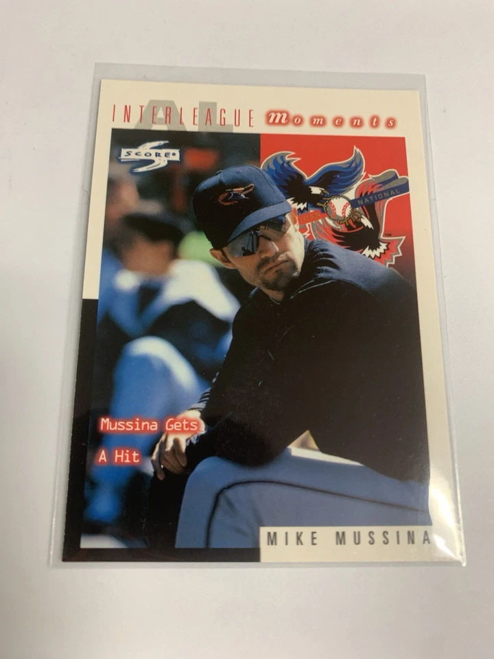 1997 Score Pinnicle Interleague Moments Mussina Gets a hit Mike Mussina Orioles  - Image 1 of 1
