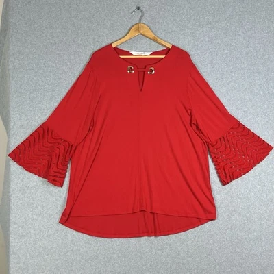 TS Taking Shape Virtuelle Top Womens 18 M Plus Size Red Lace Sleeve Christmas - image 1 of 4