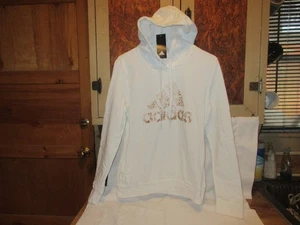 NWT Adidas Gold Logo on White Cotton Blend Women’s Hoodie M - Picture 1 of 4