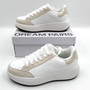 NEU Traumpaar Damenschuhe Größe 7,5 Low-Top weiß beige & grau - Bild 1 von 5