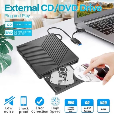 Slim External USB 3.0 DVD CD Writer Drive Burner Reader Player🔥  For PC Windows - Image 1 of 4