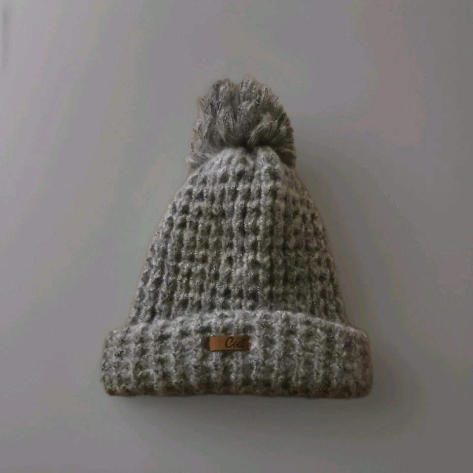 Gorro tejido de punto Coal Headwear invierno nieve pompón gris acrílico ¡Precioso!! Foto 1 de 1
