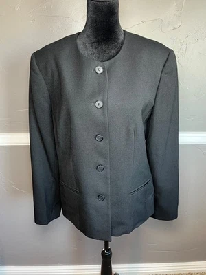 Talbots 100% Worsted Wool Blazer Women's Size 10 Black Jacket - Image 1 of 4