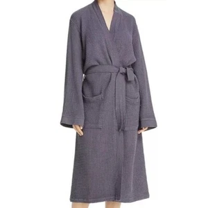 Matouk Kiran Turkish Waffle Knit Bath Robe Large / XL Gray Unisex Cotton Bamboo - Picture 1 of 13