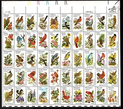 1982 Sc #2002c - 20c State Birds & Flowers unfolded sheet, perf 11-1/4 x 11 MNH - Image 1 of 2