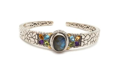 Robert Manse Sterling Silver 925 18k Labradorite Topaz Amethyst Bracelet 7.25" - Image 1 of 4