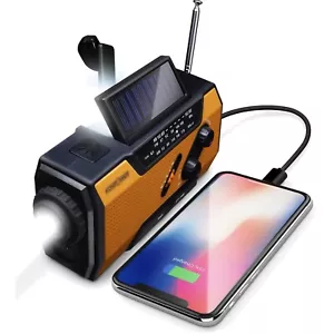 Portable NOAA/AM/FM Radio with 7400mWh Power Bank - Solar & Hand Crank Powered - Picture 1 of 9