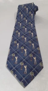 Cravatta Tommy Bahama golfista palma 100% seta cravatta blu - Foto 1 di 8