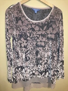 VTG Y2K Top Womens Sz M Velvet Burnout Fairy Grunge Whimsygoth Lavender - Picture 1 of 8