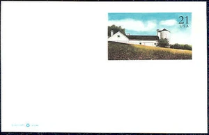21¢ Half of Postal Card #MR53 Barn/Silo, Perforated; Mint; Free Shipping - Picture 1 of 1