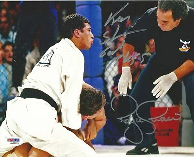 Ken Shamrock & Royce Gracie Signed UFC 1 8x10 Photo PSA/DNA COA 1993 Picture HOF - Image 1 of 4
