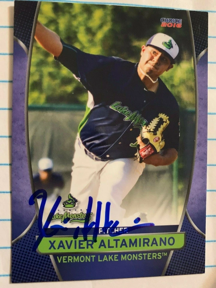 XAVIER ALTAMIRANO 2016 Signed VERMONT LAKE MONSTERS Team Card - Image 1 of 1