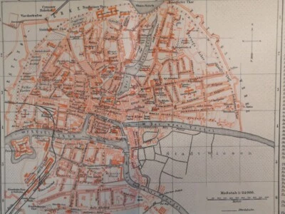 1890 Konigsberg Alemanha Mapa Vintage Original Europa 11,5 X 9,5"- C17-7 - Imagem 1 de 3