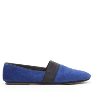 OLD CELINE PHOEBE PHILO blue pony hair grosgrain ribbon slip on flats EU37.5 - Picture 1 of 10