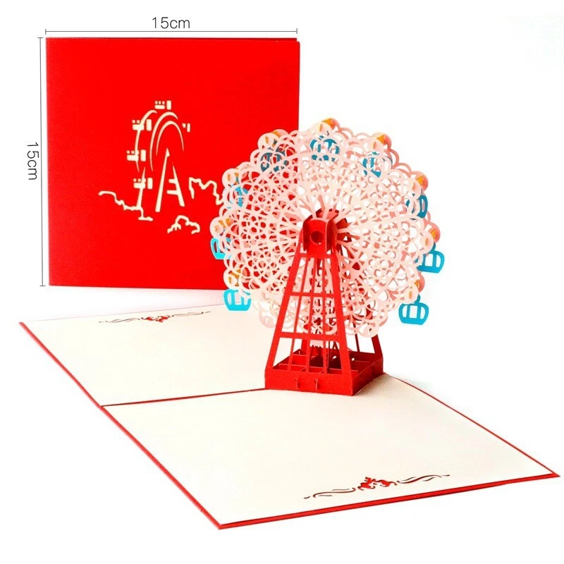 Ferris Wheel PopUp Greeting 3D Card Gift Thanksgiving Anniversary XMAS Valentine - Image 1 of 4