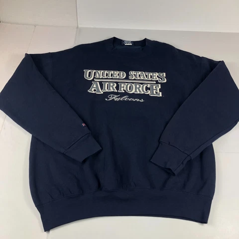 VTG United States Air Force Falcons Men's Large Blue Grey Sun Faded Crewneck USA Cover