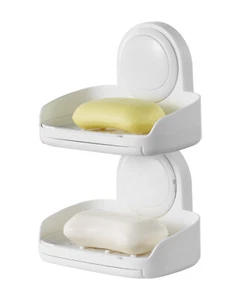 VEVOR Suction Cup Soap Dish with Double Layer Holder with Drain Tray for Shower - Picture 1 of 12