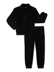 Athletic Works Girls Solid Microfleece Half-Zip Pullover and Jogger Sweatpants - Picture 1 of 3