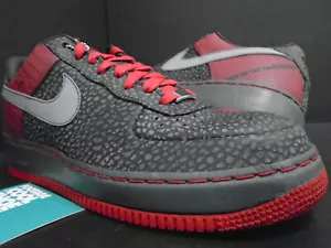 NIKE AIR FORCE 1 SUPREME 07 ORIGINAL SIX MOSES MALONE CEMENT GREY RED BLACK 9.5 - Picture 1 of 16