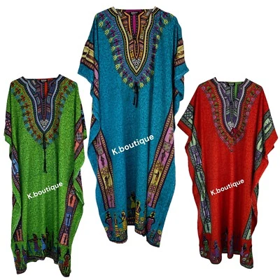 New Womens Long Maxi Kaftan Dress Summer Dashiki African Beach Cover - Image 1 of 4