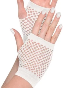 Amscan Short Fishnet Gloves, Party Accessory, White - Picture 1 of 1
