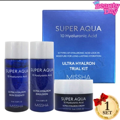 MISSHA Super Ultra Aqua Ultra Hyaluron 3 Artículos Kit Miniatura K-Belleza Cuidado de la Piel Foto 1 de 3