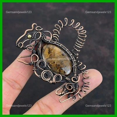 Easter Sale Natural Bronzite Artisan Wire Wrapped Rabbit Pendant Jewelry Copper - Image 1 of 4