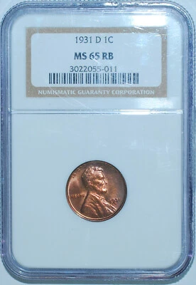 1931 D NGC MS65RB Red and Brown Lincoln Wheat Cent - Image 1 of 2