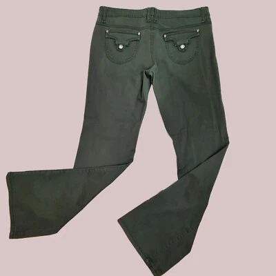 Y2K Bongo Low Rise Bootcut Flare Pants Size 11 Khaki Green Flap Pockets - Imagem 1 de 4