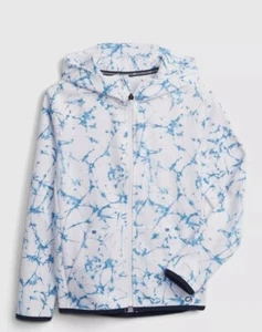 Gap Fit Kids Full Zip Tech Hoodie Boys Size XL Husky Marble Print Blue ~ New - Picture 1 of 5