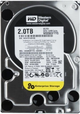 Disco Rigido Western Digital RE4 BLACK WD2003FYYS 2TB 7200RPM 64MB SATA II 3.5" - Immagine 1 di 3