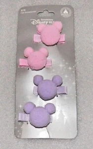 Disney Resort Shanghai Pink & Lavender Mickey Head Hair Accessories Set Of 4 New - Picture 1 of 2