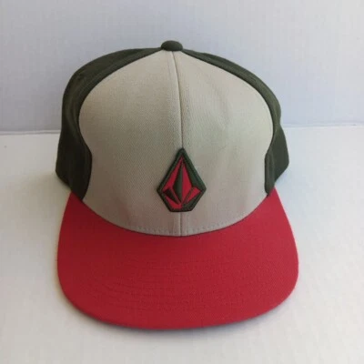 Volcom Men's Snapback Olive Drab Green Khaki Red Brim NWOT Hat Cap - Image 1 of 4