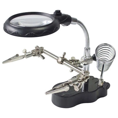 Magnifying Magnifier Glass with Light on Stand Clamp Arm Hands Free W9P9 - Image 1 of 4