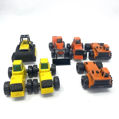 Vintage Mini Tonka Trucks Construction Vehicle Lot 7 Orange Yellow die cast 1992 - Image 1 of 4
