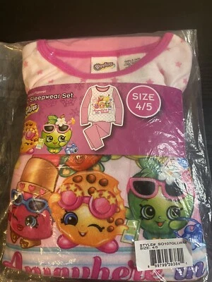 Shopkins Girls 2 Piece Pajama Set Long Sleeve Sizes 4/5 [NEW IN BAG] - Image 1 of 4