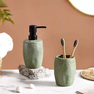 Moderno Juego de 2 Accesorios de Baño de Cerámica - Dispensador de Jabón y Soporte para Cepillo de Dientes - Imagen 1 de 5
