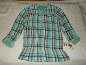 New Mudd Girls Long Sleeve Plaid Stripe Woven Blouse Top Shirt Size L 14 - Picture 1 of 4