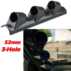 2" 52mm Carbon Fiber Style Left Hand Drive Pod A-Pillar Pod Triple Gauge Holder - Picture 1 of 11