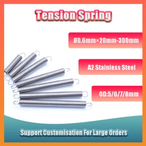 A2 Stainless Steel Tension Springs | Ø0.6mm×20-300mm for Automotive, Industrial - Picture 1 of 6