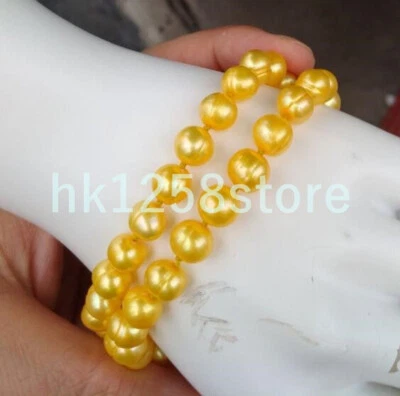 7,5-8" Elegante Real 8-9mm Natural Mar do Sul Pulseira de Pérolas Douradas Ouro 14k P - Imagem 1 de 4