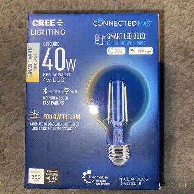 CREE 40-Watt Clear G25 Globe Shape Smart LED Light Bulb w/Standard Medium Base - Image 1 of 2