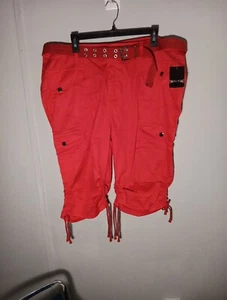 Vintage Jazzie London Red Cargo Capri Pants Women's Size 3X - Y2K - Picture 1 of 6