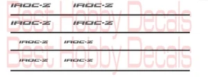 Iroc Z Camaro 1/24TH - 1/25TH SCALE WATERSLIDE Decals for WHITE car - Bild 1 von 2