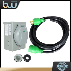 1 Set RV Extension Power Generator Cord 30Amp 15ft+4-Prong Inlet Box NEMA L14-30 - Picture 1 of 12