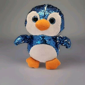Peluche Adventure Planet Penguin lentejuelas reversibles azul y plateado  - Imagen 1 de 3